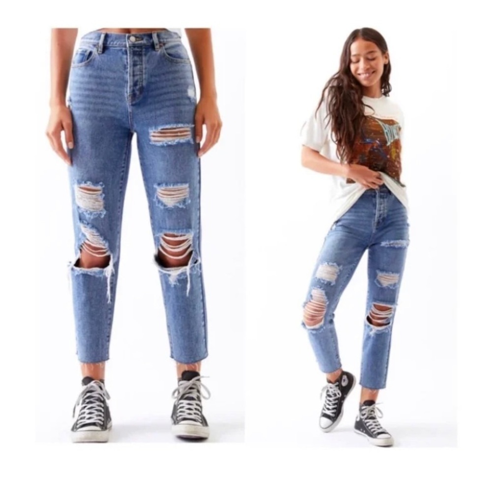 PACSUN Ripped Straight Leg Jeans - Picture 1 of 10